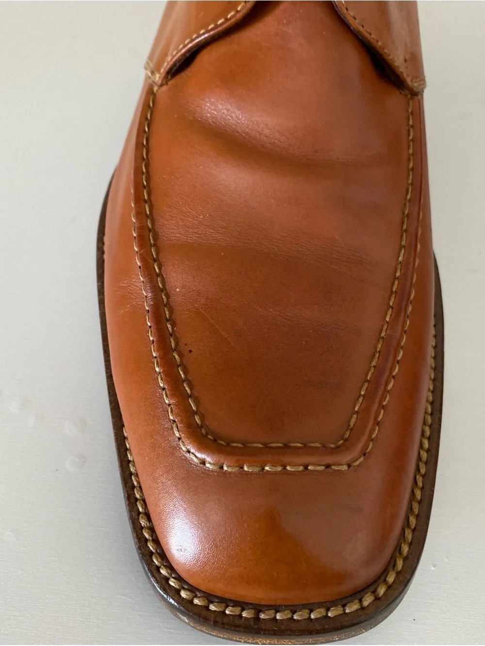 Gordon Rush 3863 Men’s 10 Cognac Brown Apron Toe Derby Made Italy Goodyear Welt